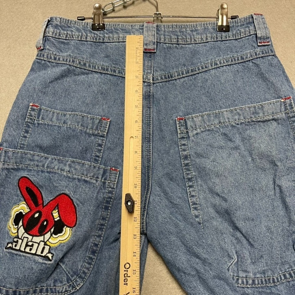 ALAB Jeans Men 30x31 Blue Denim Ultra Baggy Wide Leg Mega Rave Grunge Psycho Y2K - Picture 8 of 13